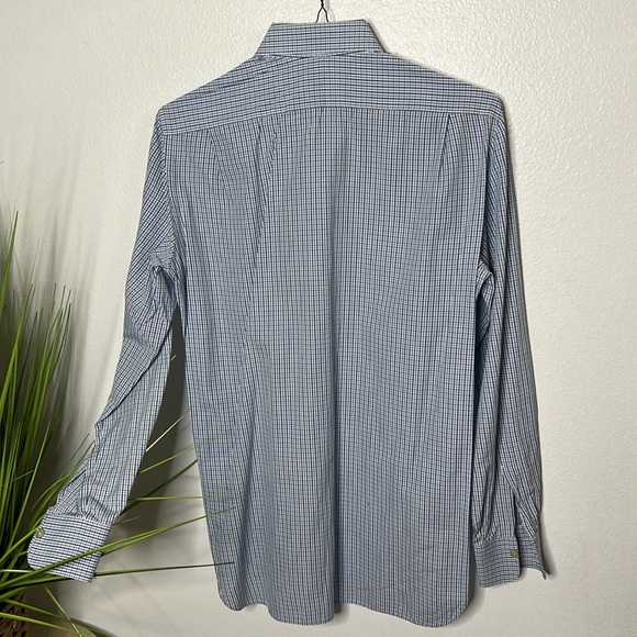 #53 KITON Designer Blue Gingham Plaid Cotton Shirt 15 - Picture 11 of 13